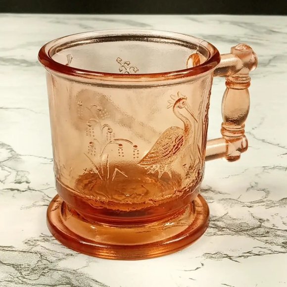 Degenhart Glass Peacock & Stork Cup Trinket Paperweight Vintage - Picture 6 of 6